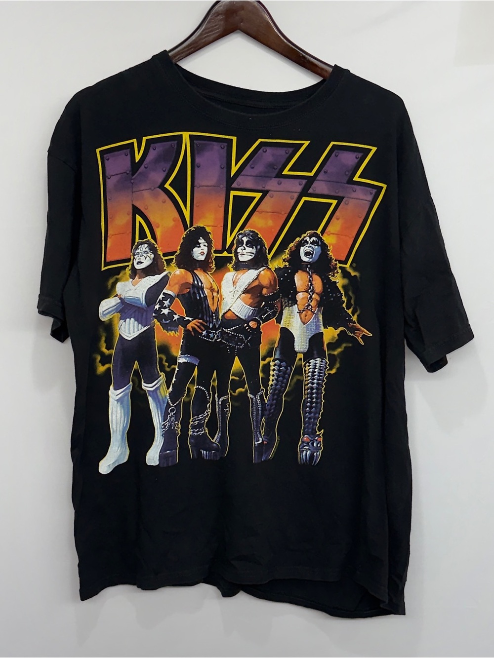 Y2K KISS Liquid Blue 2009 Graphic T-Shirt XL Gene Simmons Band Members Logo Tee